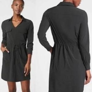 Athleta Black athleisure dress with pockets, drawstring waist, Women's size 1X